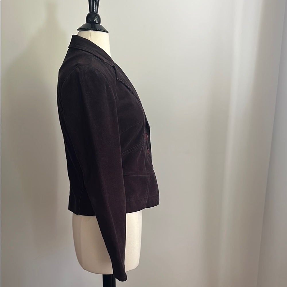 💜🤎 Willi Smith Brown/Purple Corduroy Tailored Blazer with Notched Lapels 8 - Picture 8 of 9